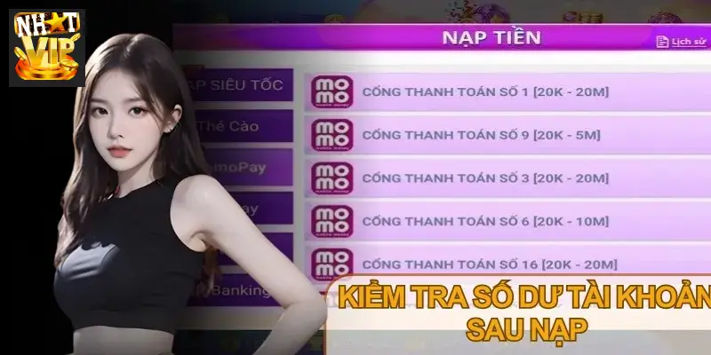 Kiểm tra trạng thái giao dịch nạp tiền Nhatvip